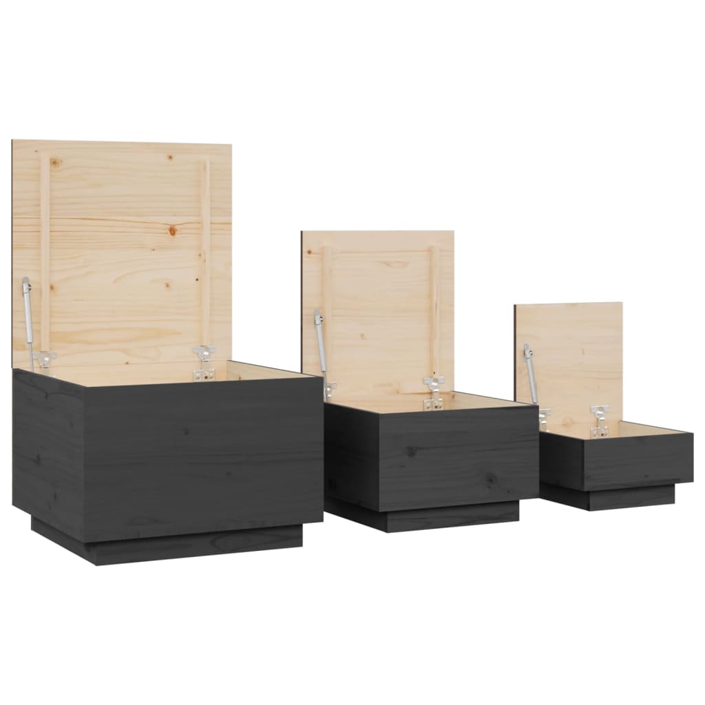 Aufbewahrungsboxen mit Deckeln 3 Stk. Weiß Massivholz Kiefer