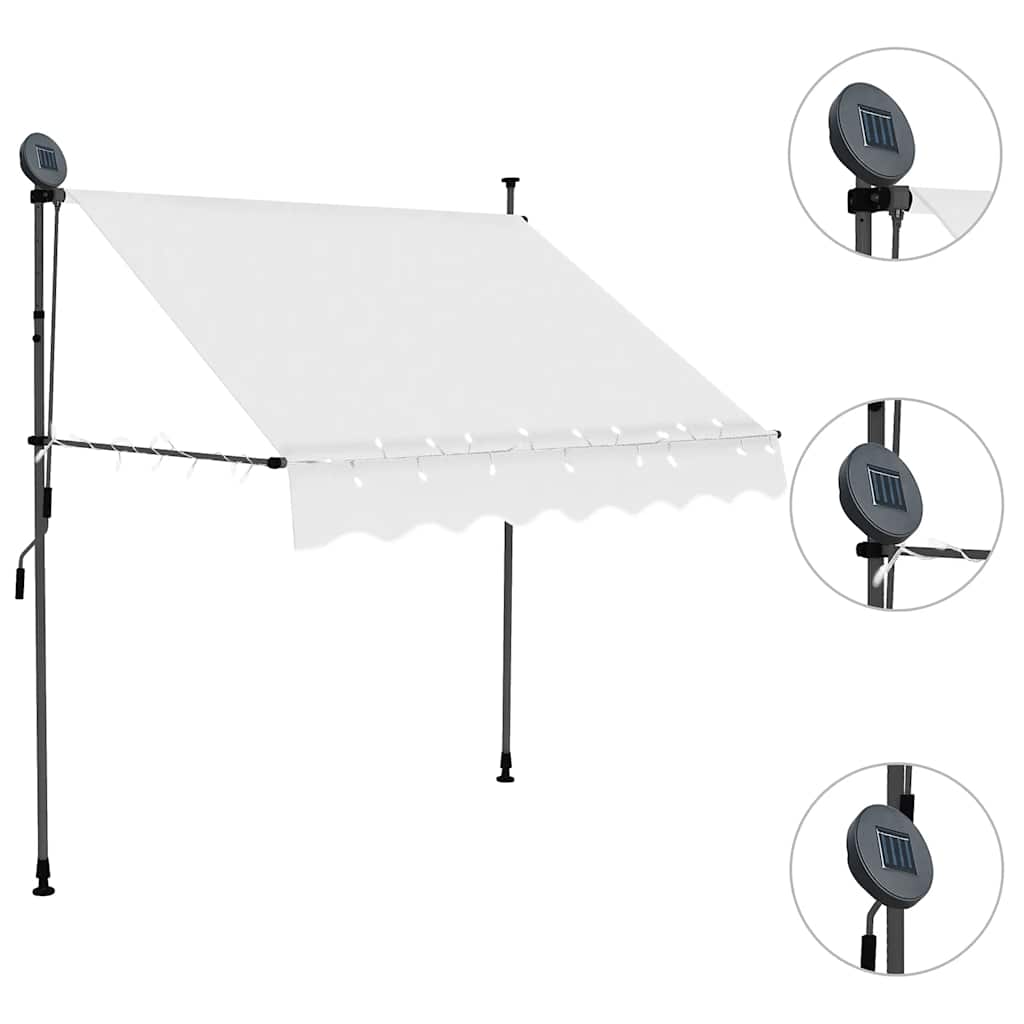 Einziehbare Markise Handbetrieben mit LED 100 cm Blau und Weiß