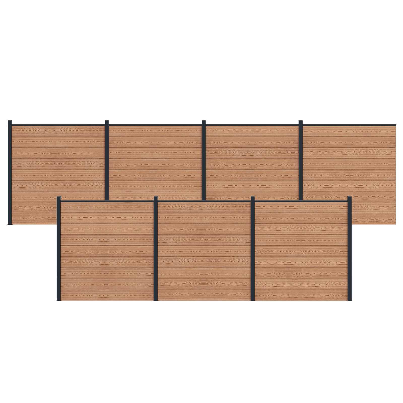 Zaunelement WPC 180x186 cm Schwarz