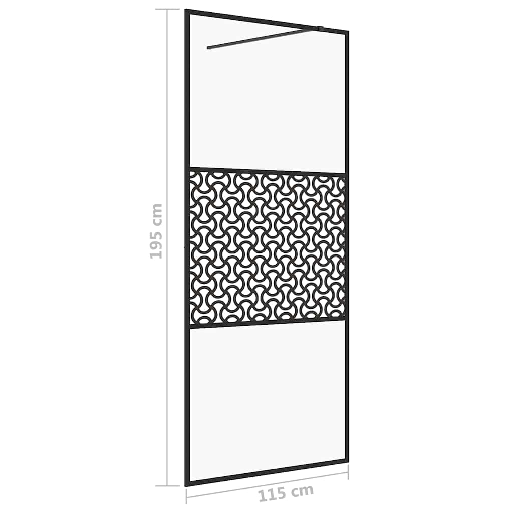 Duschwand für Begehbare Dusche Schwarz 100x195 cm ESG-Glas Klar