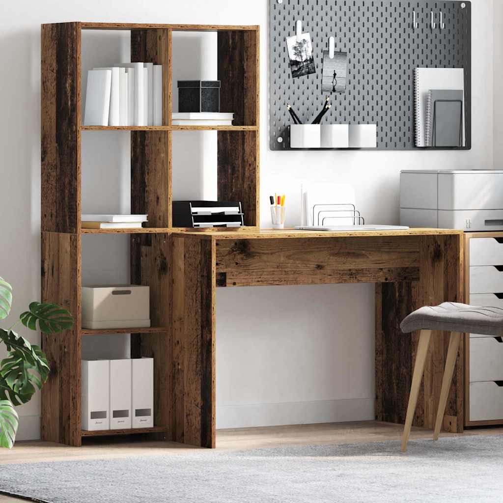 Schreibtisch mit Regal Weiß 138,5 x 55 x 143 cm Holzwerkstoff