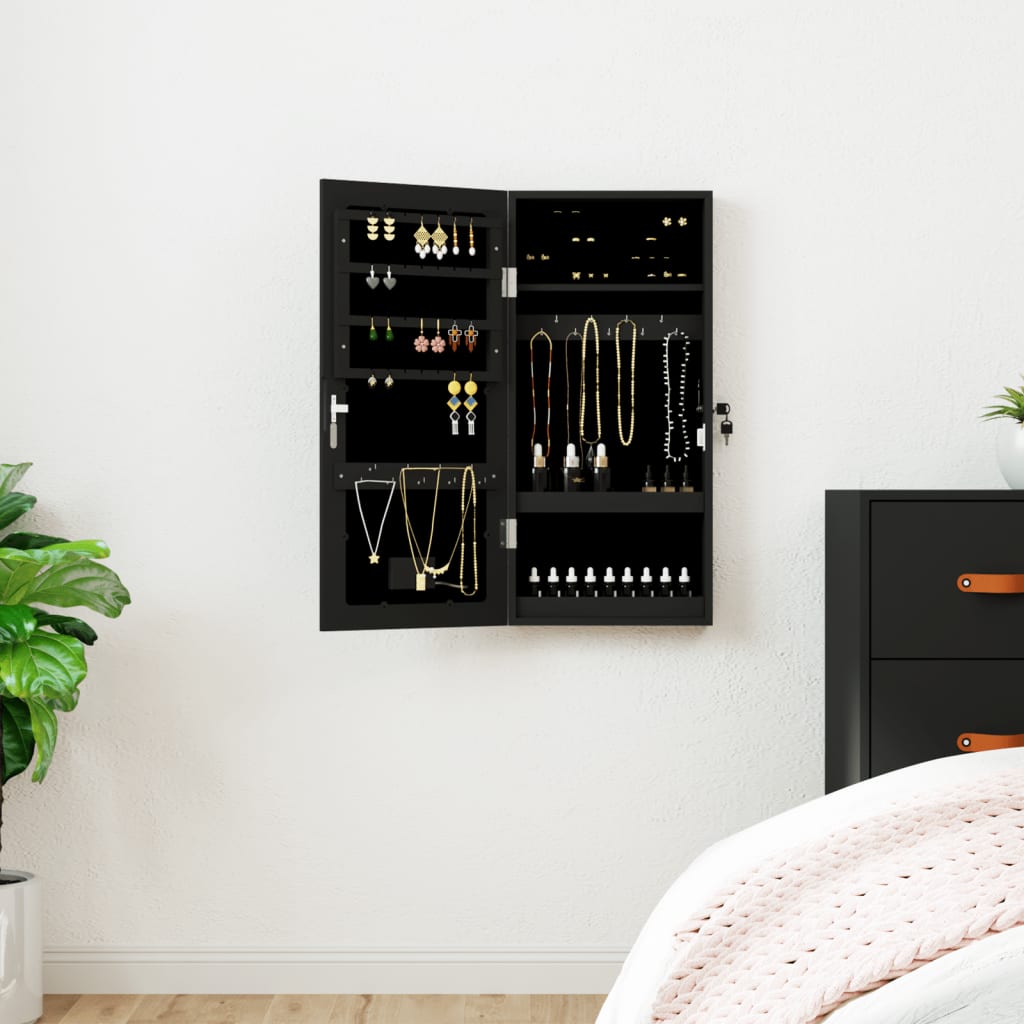 Spiegel-Schmuckschrank mit LED-Beleuchtung Wandmontage Weiß