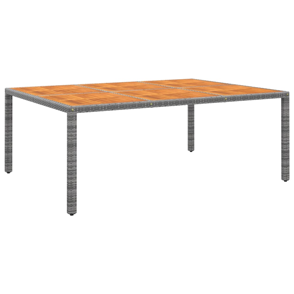 Gartentisch 200x150x75 cm Akazienholz und Poly Rattan Schwarz
