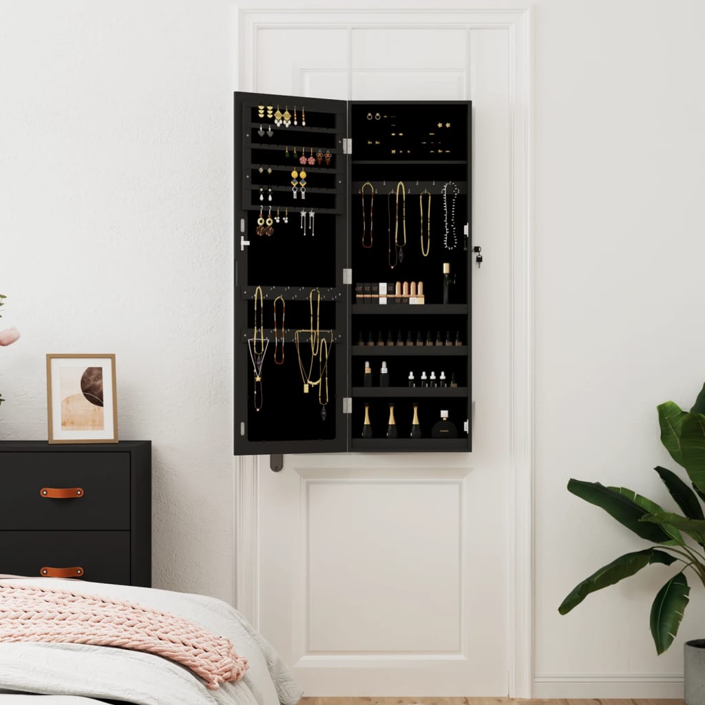 Schmuckschrank mit Spiegel Wandmontage Weiß 37,5x10x106 cm