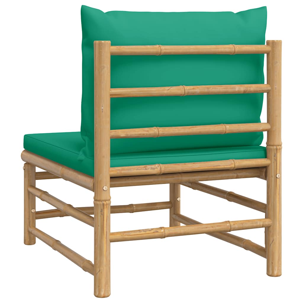 3-tlg. Garten-Lounge-Set mit Hellgrauen Kissen Bambus