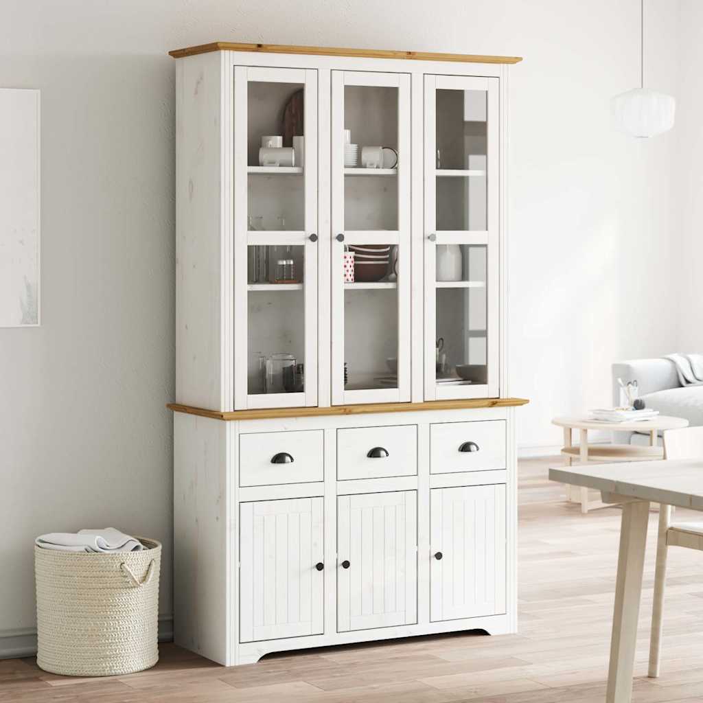 Highboard BODO Grau 115,5x43x200,5 cm Massivholz Kiefer