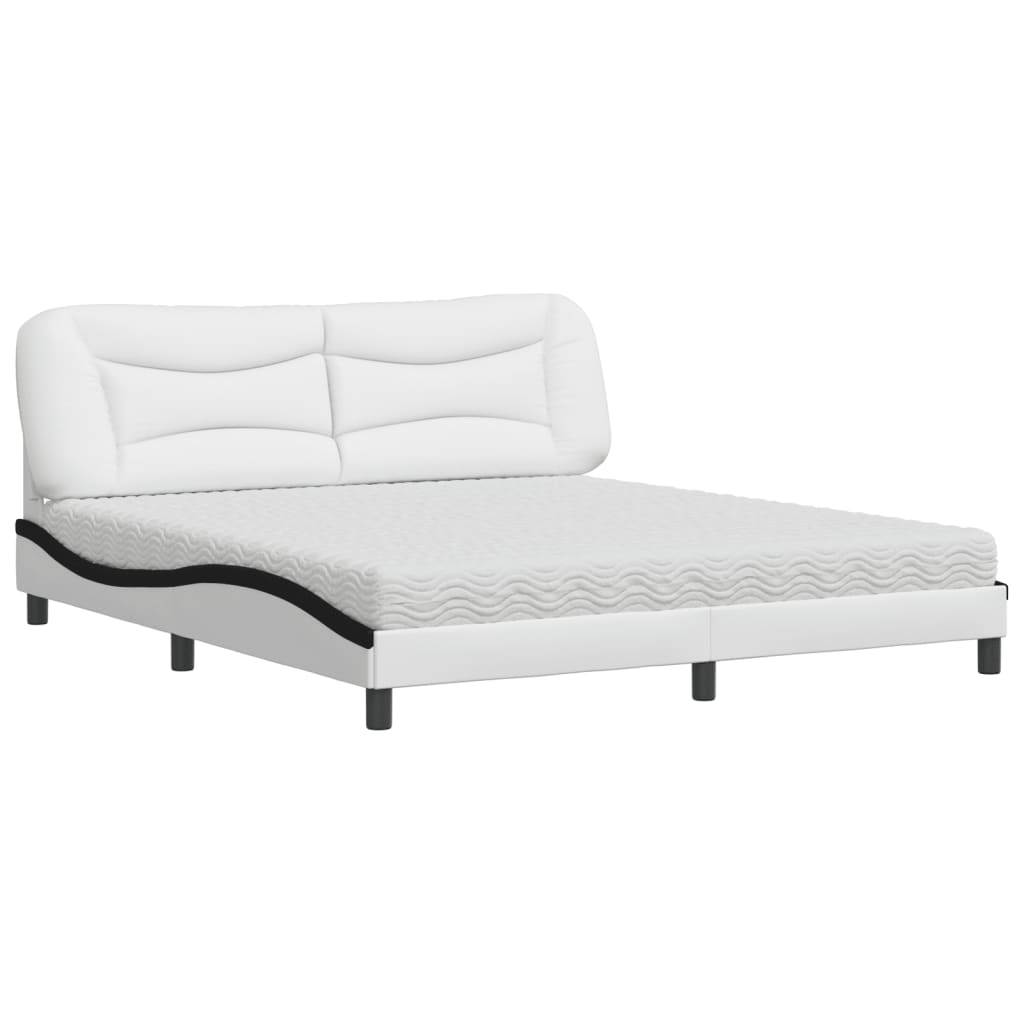 Bett mit Matratze "Hvar" Schwarz 80x200 cm Kunstleder