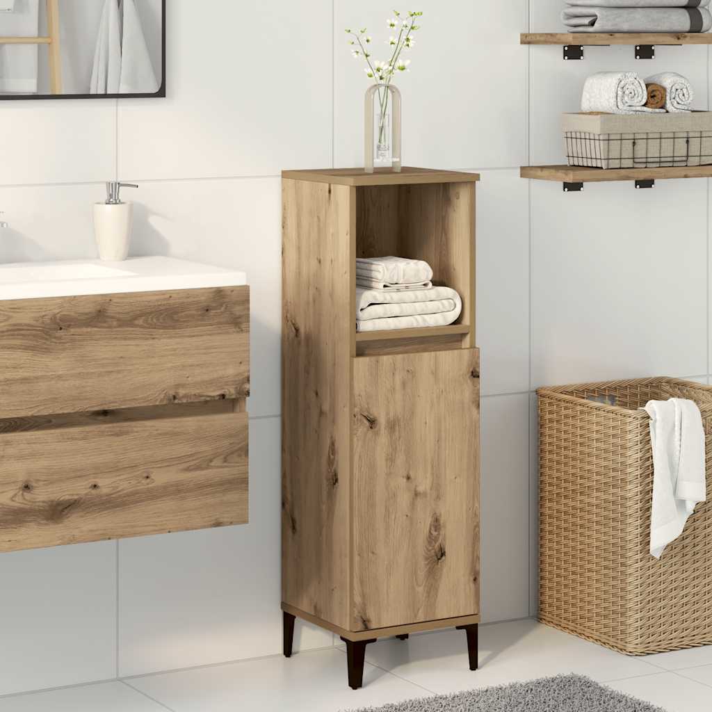 Badschrank Weiß 30x30x100 cm Holzwerkstoff