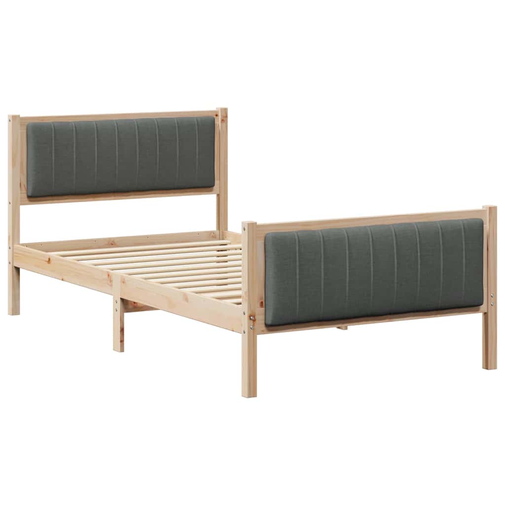 Bettgestell Braun und hellgrau 200 x 200 cm Massivholz Kiefer