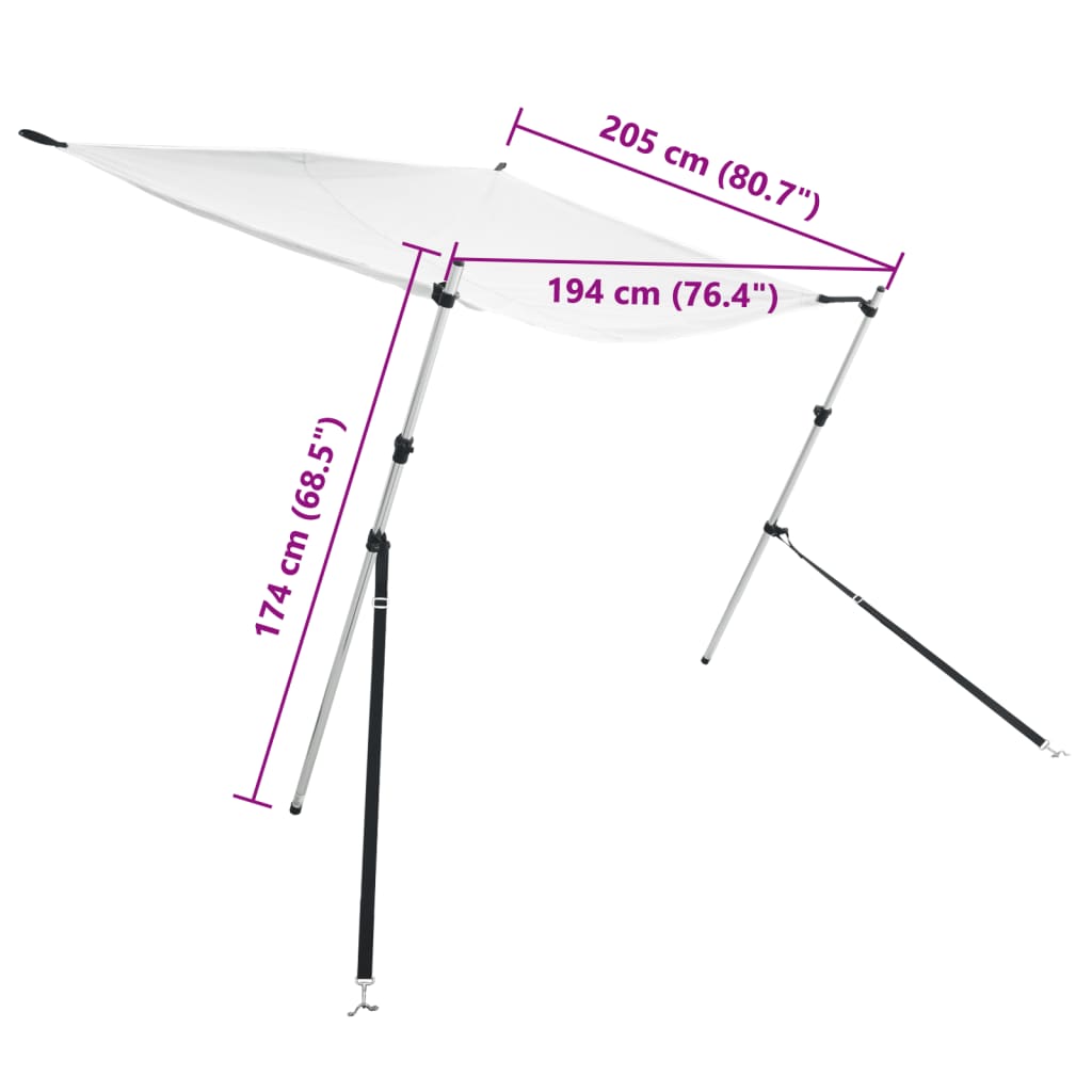 T-Top-Beschattungsverlängerung Weiß 170x170x(113-182,5) cm