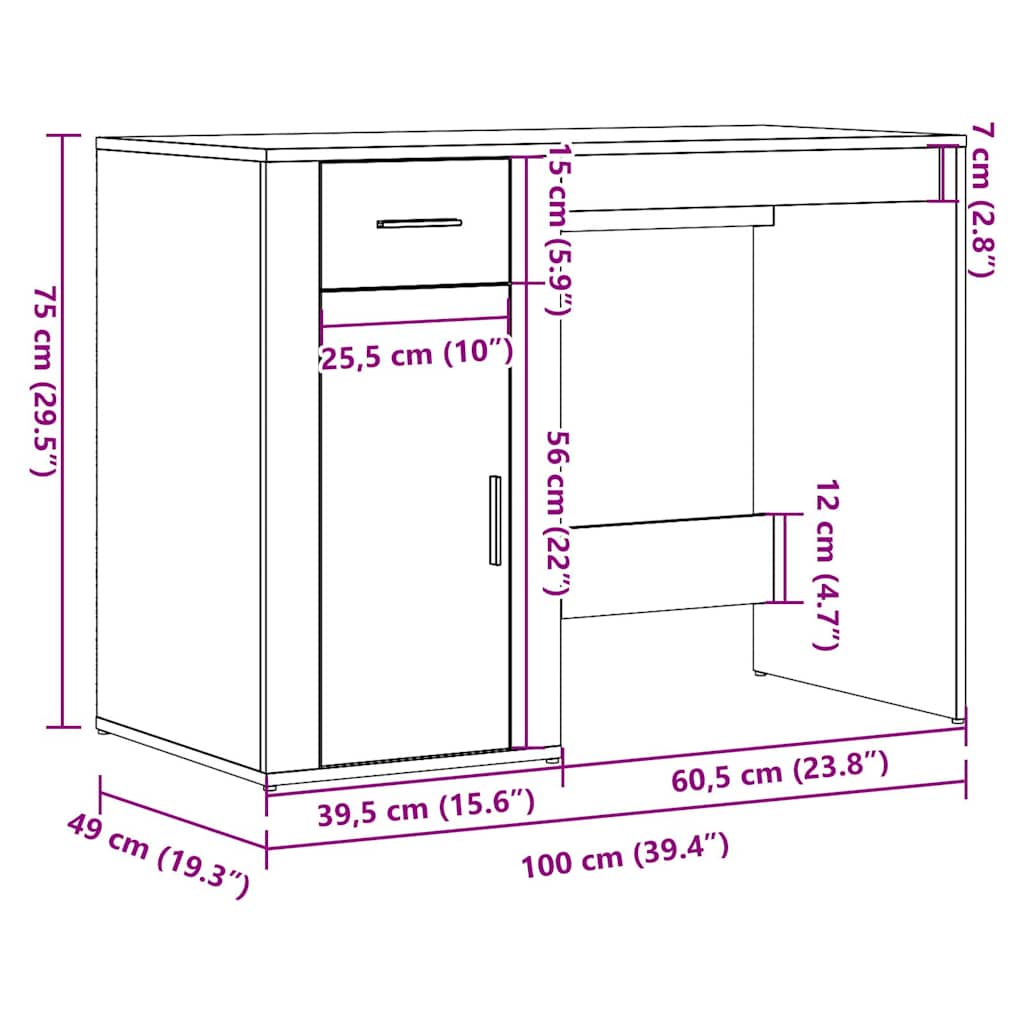 Schreibtisch Weiß 100x49x75 cm Holzwerkstoff