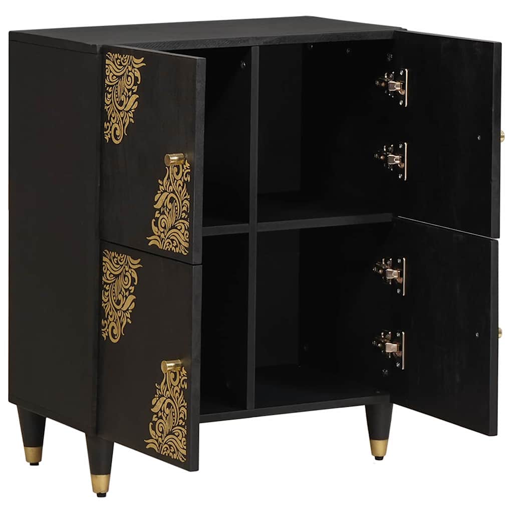 Sideboard Grau und Gold 60 x 33 x 75 cm Massivholz Mango