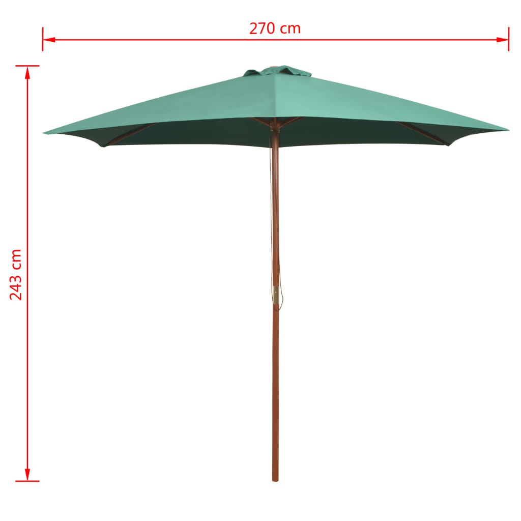 Sonnenschirm mit Holz-Mast 270 cm Blau