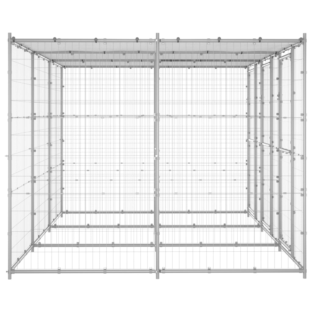 Outdoor-Hundezwinger Stahl mit Überdachung 110x220x180 cm