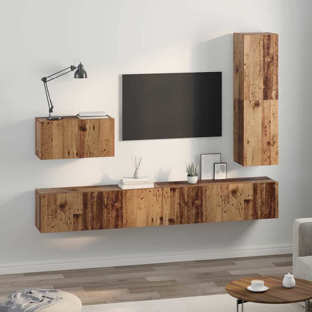 4-tlg. TV-Schrank-Set Weiß Holzwerkstoff