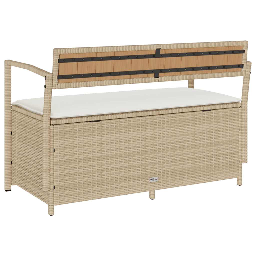 Gartenbank mit Stauraum und Kissen Schwarz Poly Rattan
