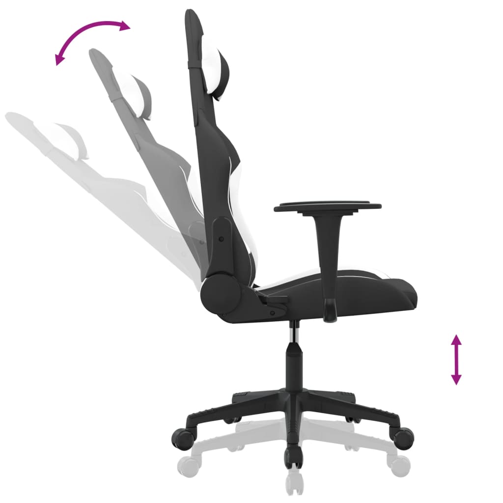 Gaming-Stuhl mit Massagefunktion Schwarz und Creme Stoff