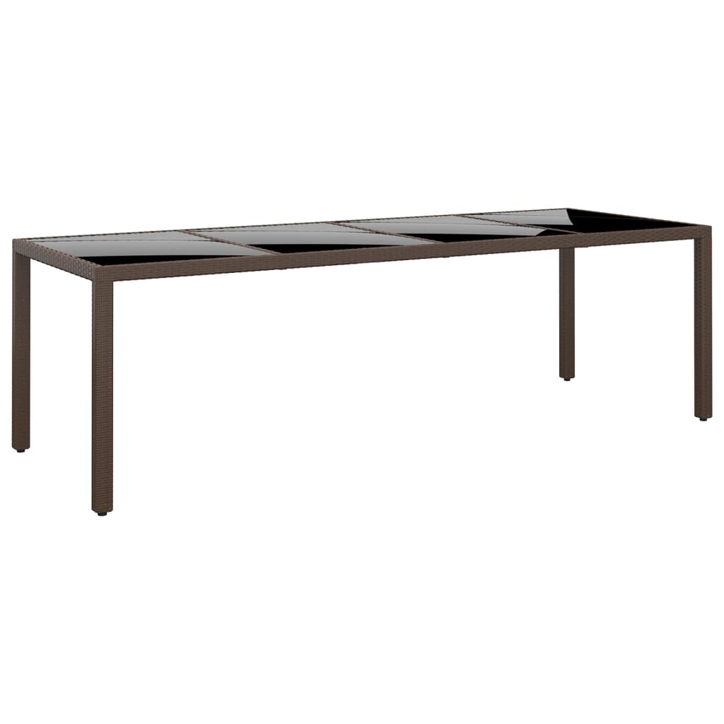 Gartentisch 250x100x75 cm Hartglas und Poly Rattan Schwarz