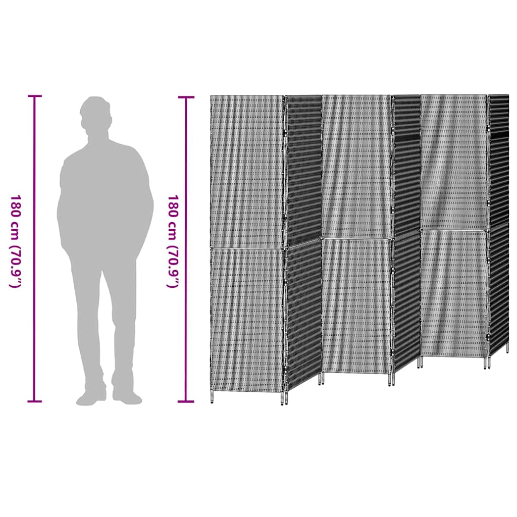 Raumteiler Schwarz 146 x 180 cm Poly-Rattan