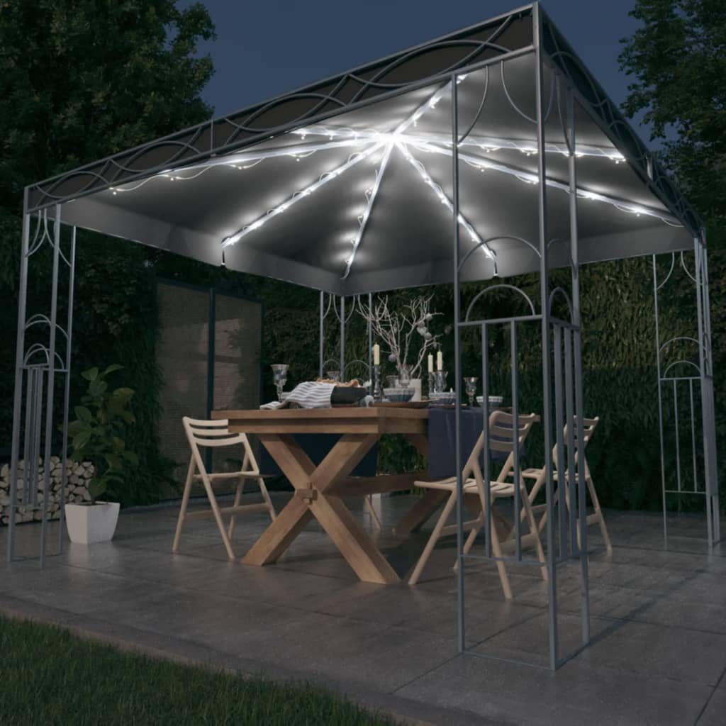 Pavillon mit LED-Lichterkette 300x300 cm Cremeweiß