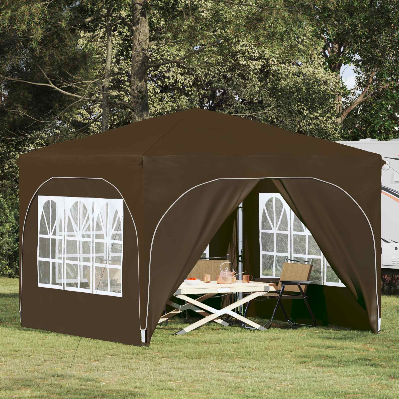 Pop-up Partyzelt 290 x 290 x 245 cm Creme