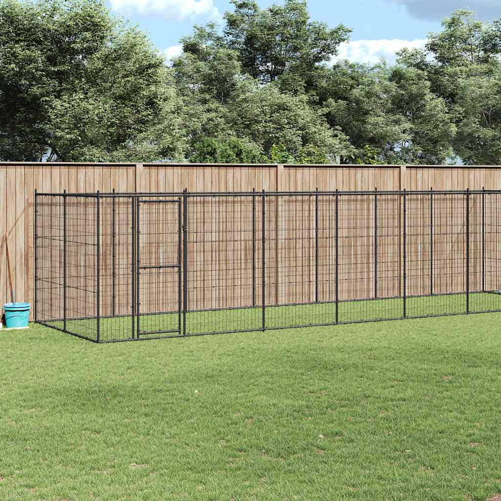 Outdoor-Hundezwinger mit Überdachung Stahl 7,26 m²