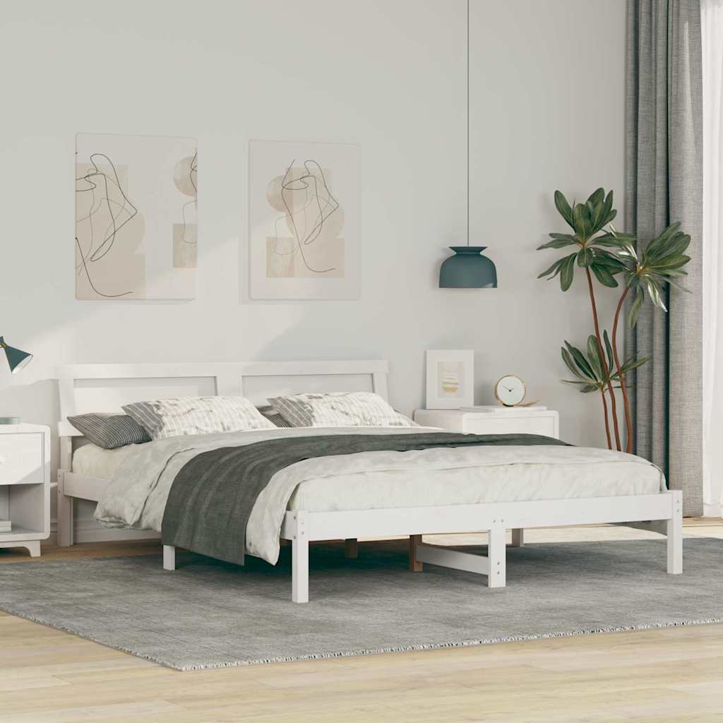 Bettgestell mit Kopfteil Braun 200 x 200 cm Massivholz Kiefer