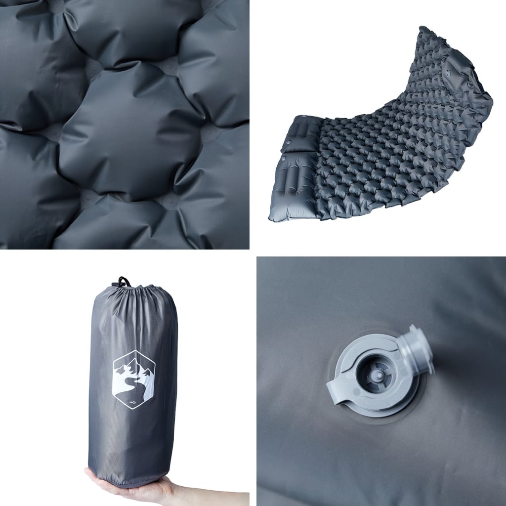 Selbstaufblasende Isomatte mit Kissen Grau
