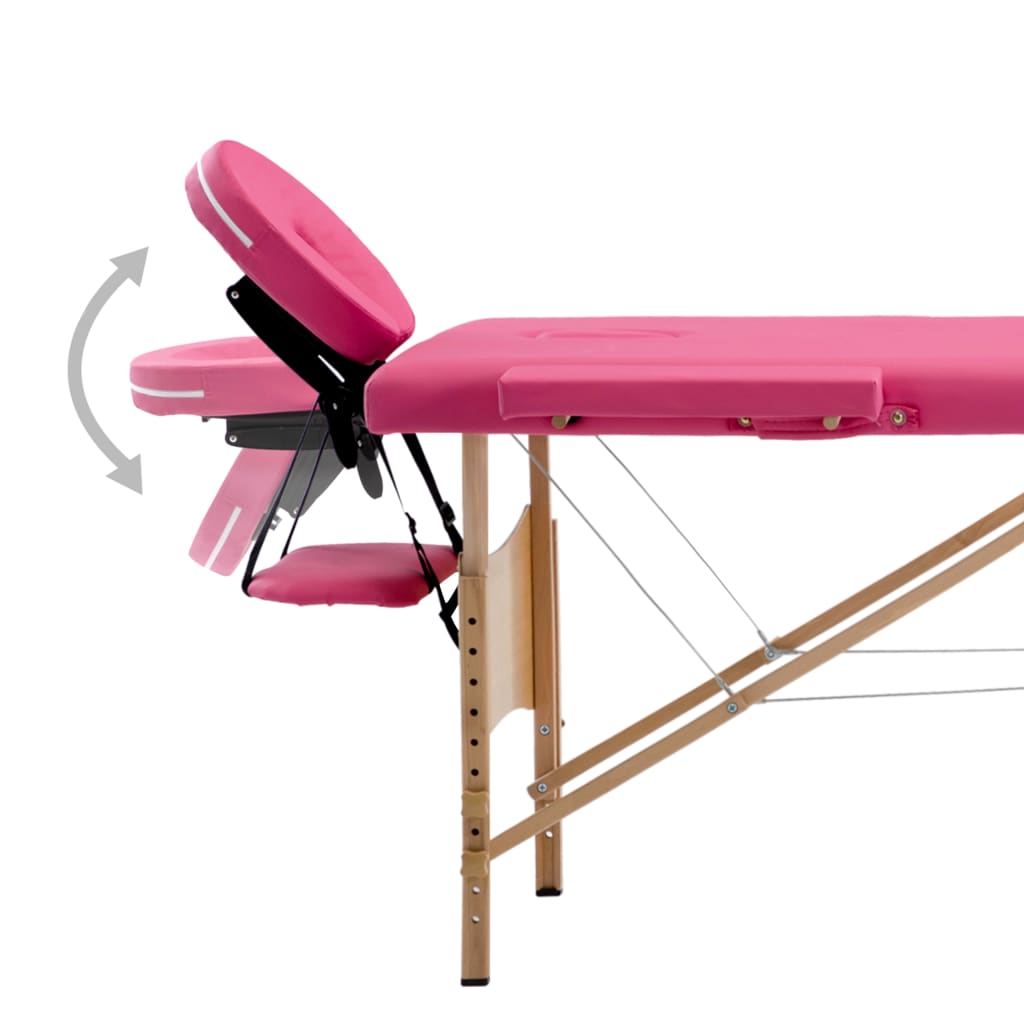 Massageliege Klappbar 4-Zonen mit Holzgestell Rosa