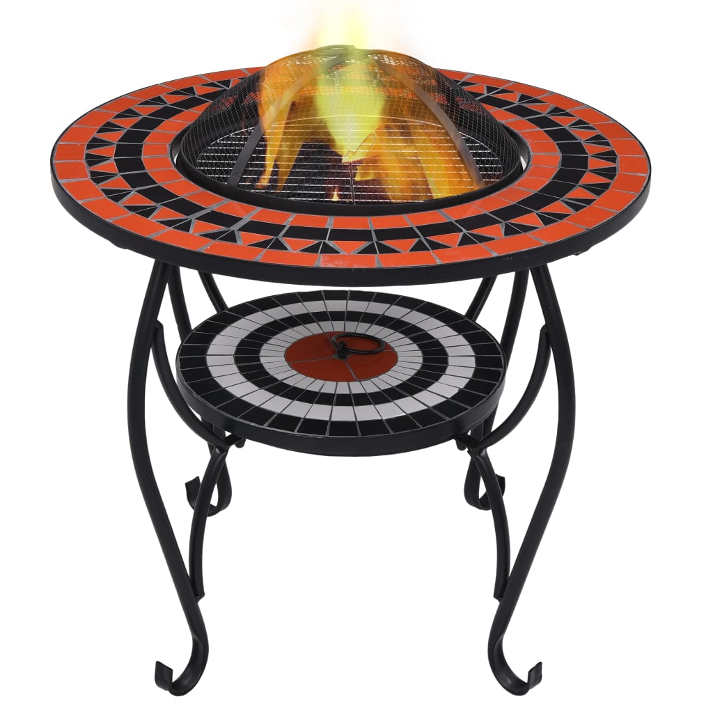 Feuertisch Mosaik Keramik Blau und Weiß 68 cm