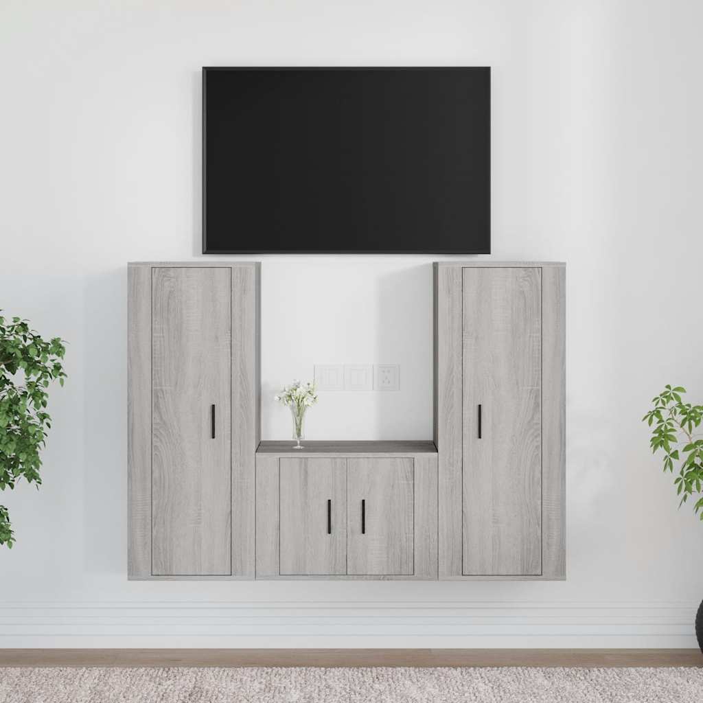 3-tlg. TV-Schrank-Set Weiß Holzwerkstoff
