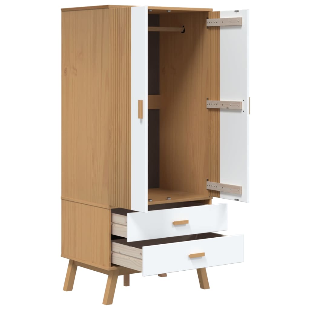 Kleiderschrank OLDEN Braun 76,5x53x172 cm Massivholz Kiefer
