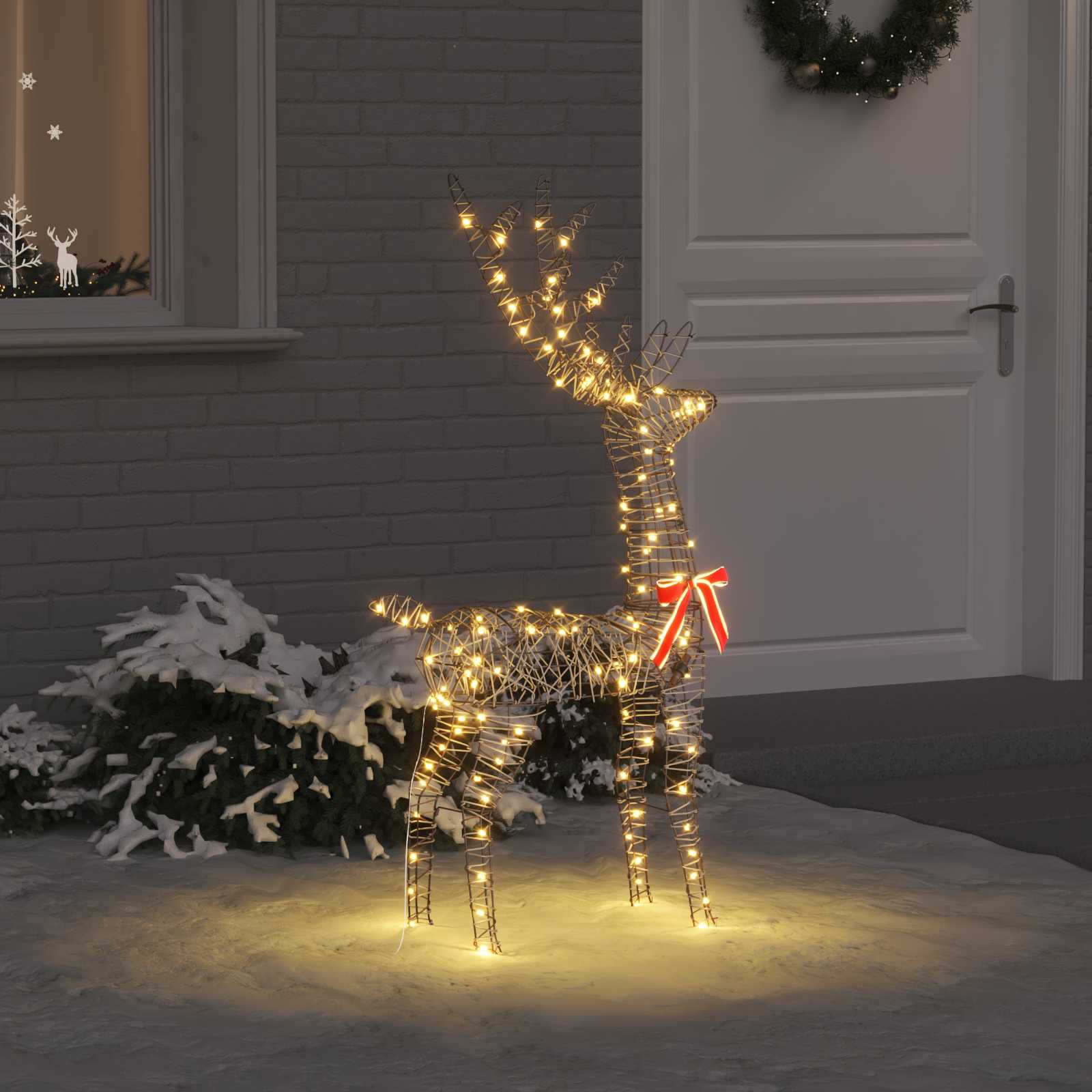 3D Rentier mit 140 LEDs Warmweiß 70 x 41 x 128 cm Rattan