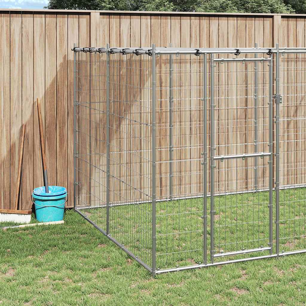 Outdoor-Hundezwinger mit Überdachung Stahl 7,26 m²