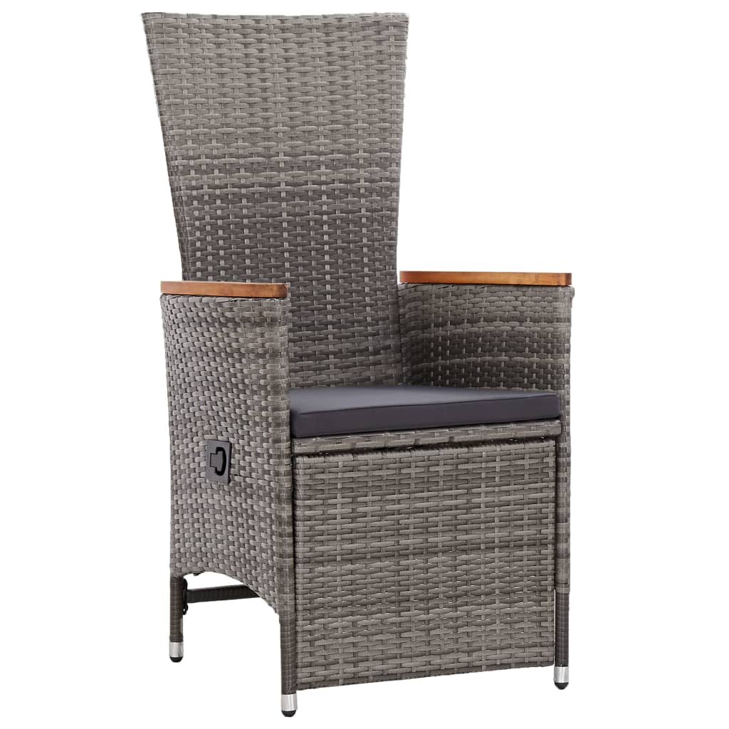 Garten-Liegestühle mit Kissen 2 Stk. Grau Poly Rattan