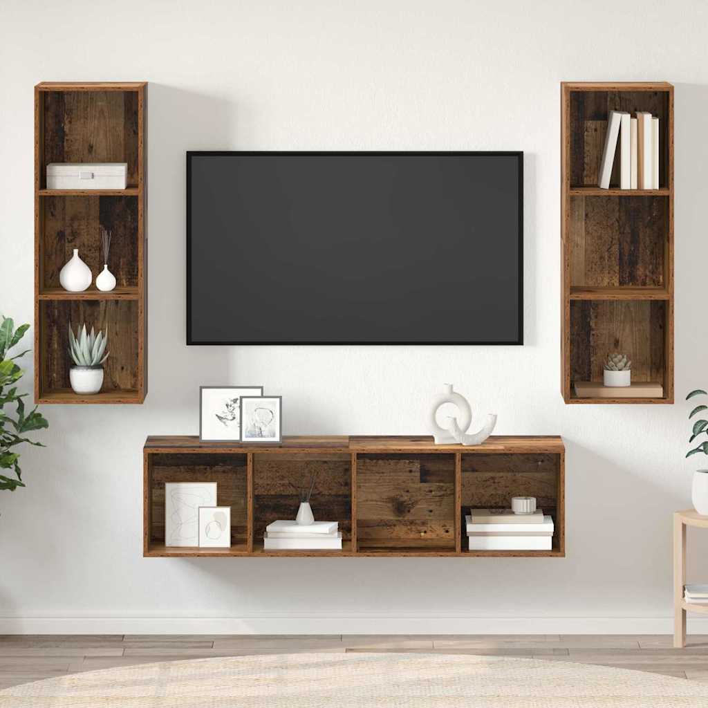 3-tlg. TV-Schrank-Set Weiß Holzwerkstoff