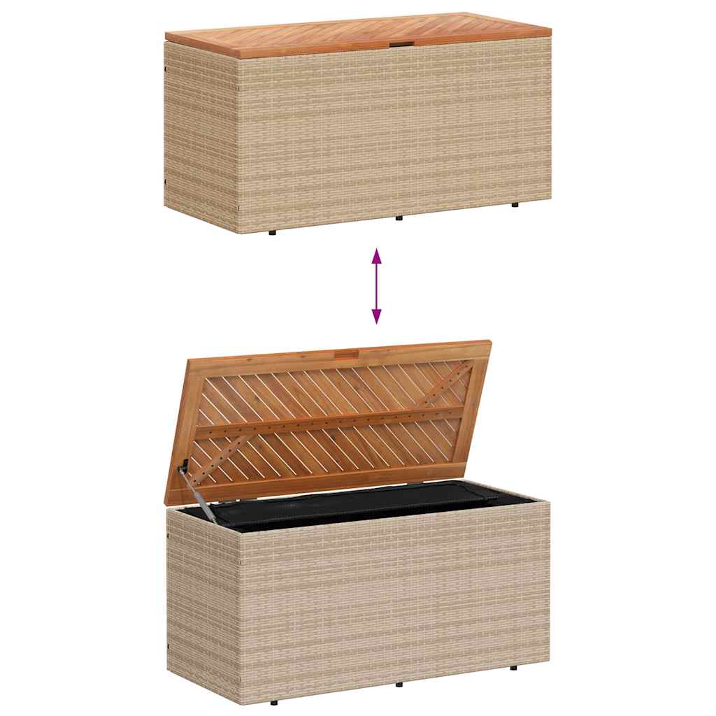 Gartentruhe Schwarz 110x50x54 cm Poly Rattan Akazienholz