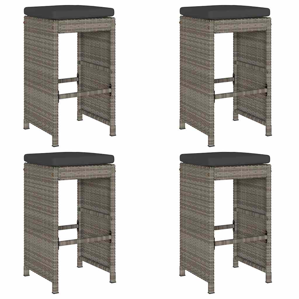 Garten-Barhocker mit Kissen 2 Stk. Braun Poly Rattan
