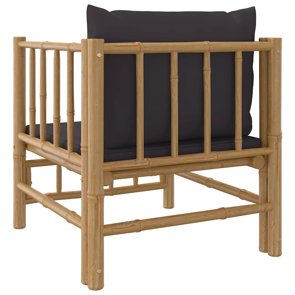 3-tlg. Garten-Lounge-Set mit Kissen Creme Bambus