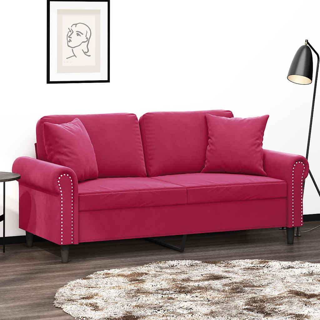 2-Sitzer-Sofa mit Zierkissen Dunkelgrün 120 cm Samt