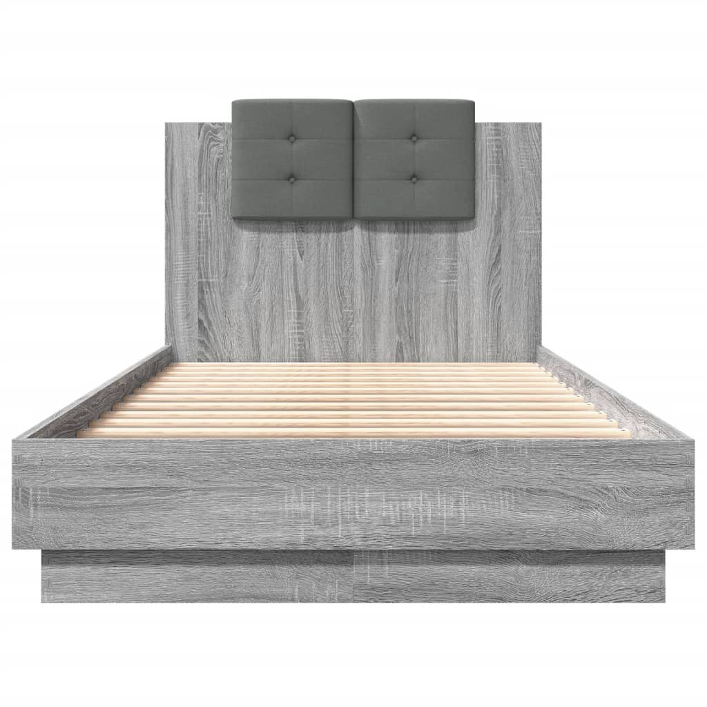 Bettgestell mit Kopfteil Grau Sonoma 180x200 cm Holzwerkstoff
