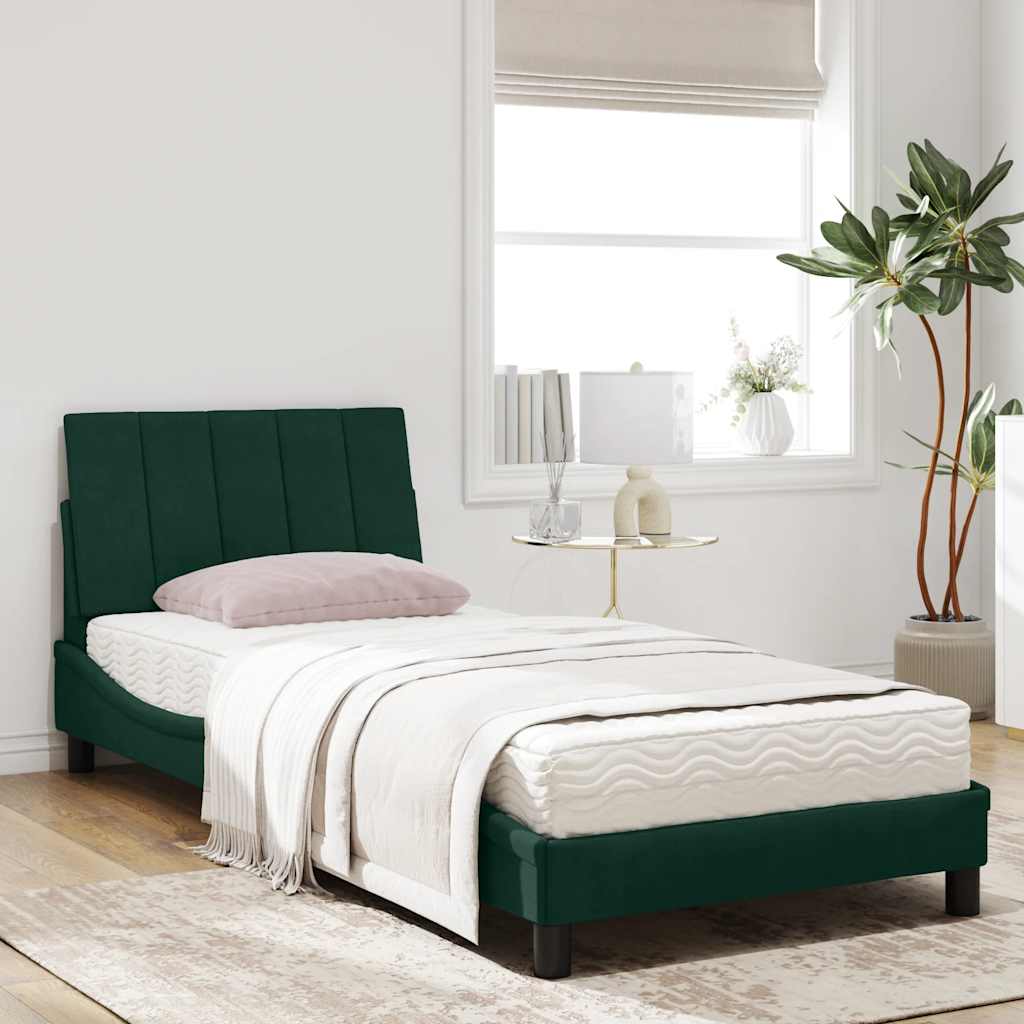 Bett mit Matratze "Hanko" Hellgrau 80x200 cm Samt