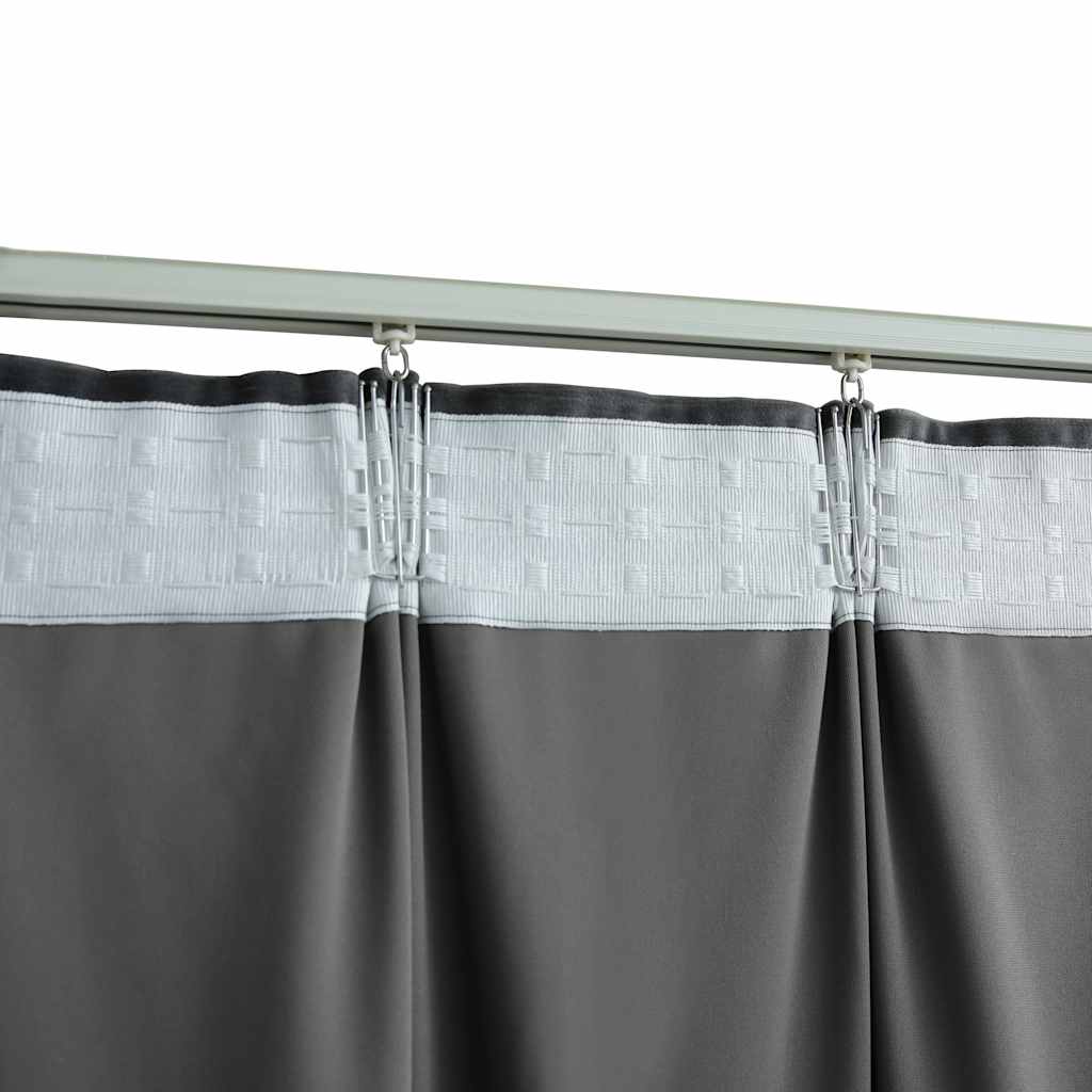 Verdunkelungsvorhänge mit Haken 2 Stk. Samt Schwarz 140x175 cm