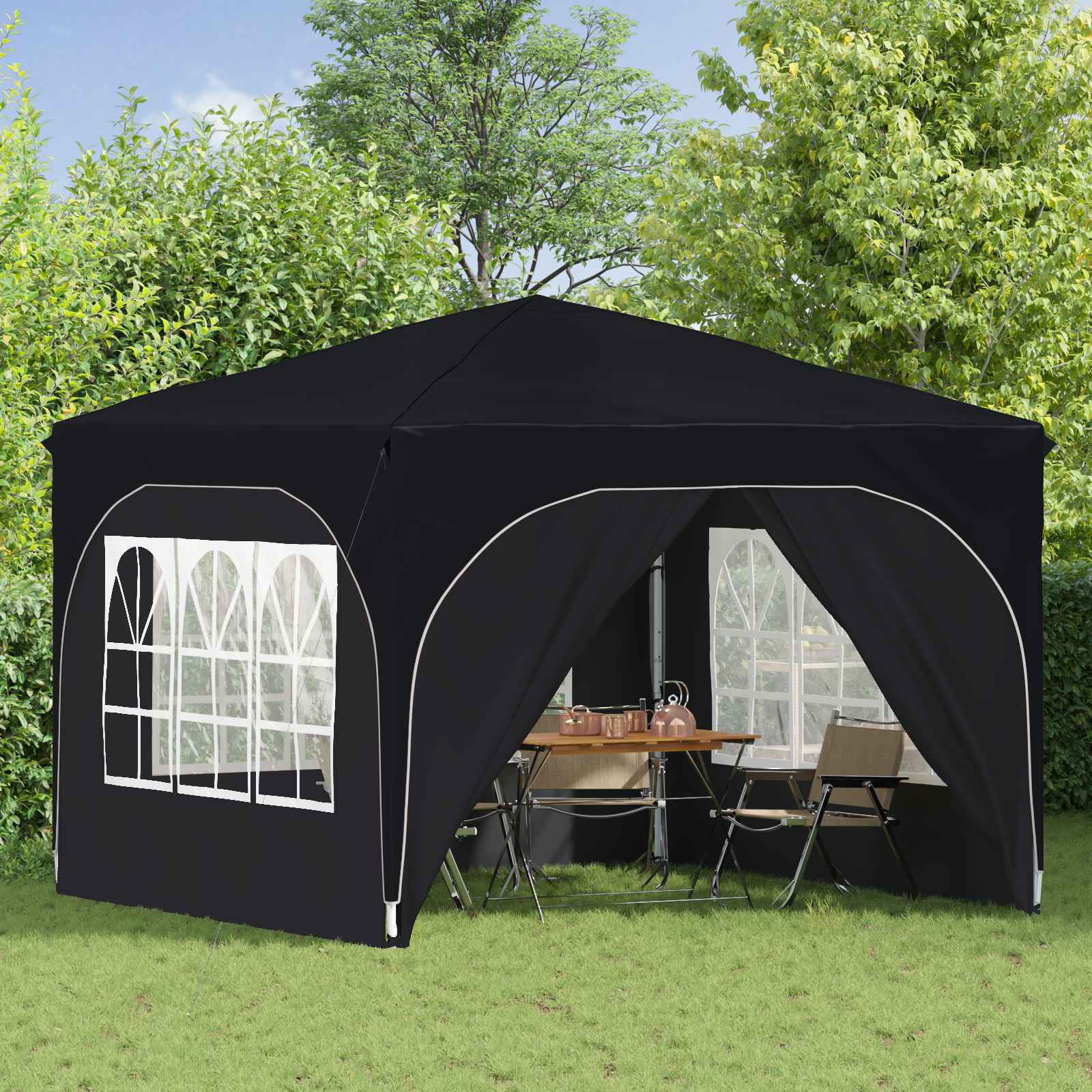 Pop-up Partyzelt 290 x 290 x 245 cm Creme