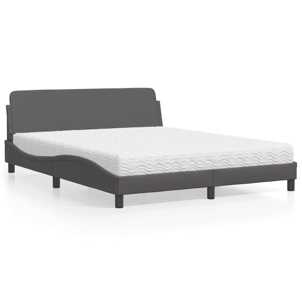 Bett mit Matratze "Dover" Schwarz 80x200 cm Kunstleder