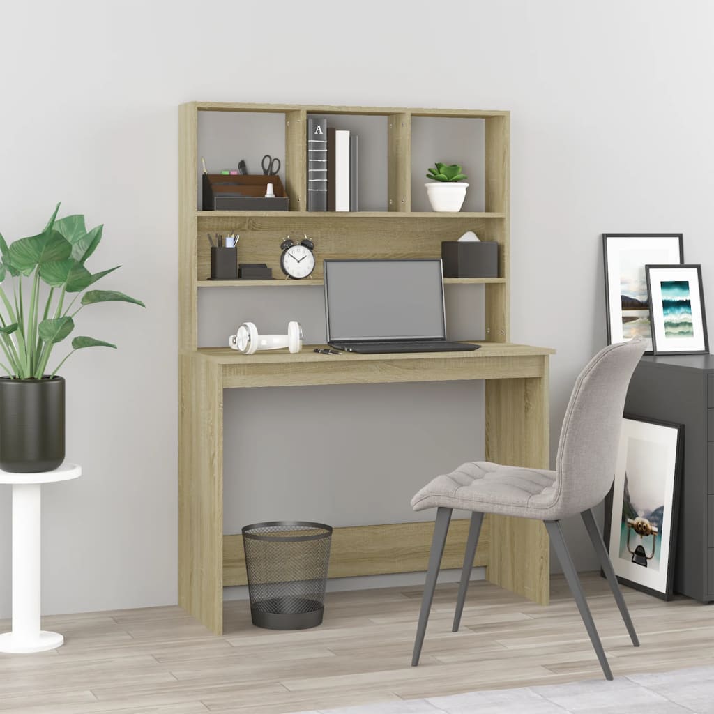 Schreibtisch mit Regal Weiß 102x45x148 cm Holzwerkstoff