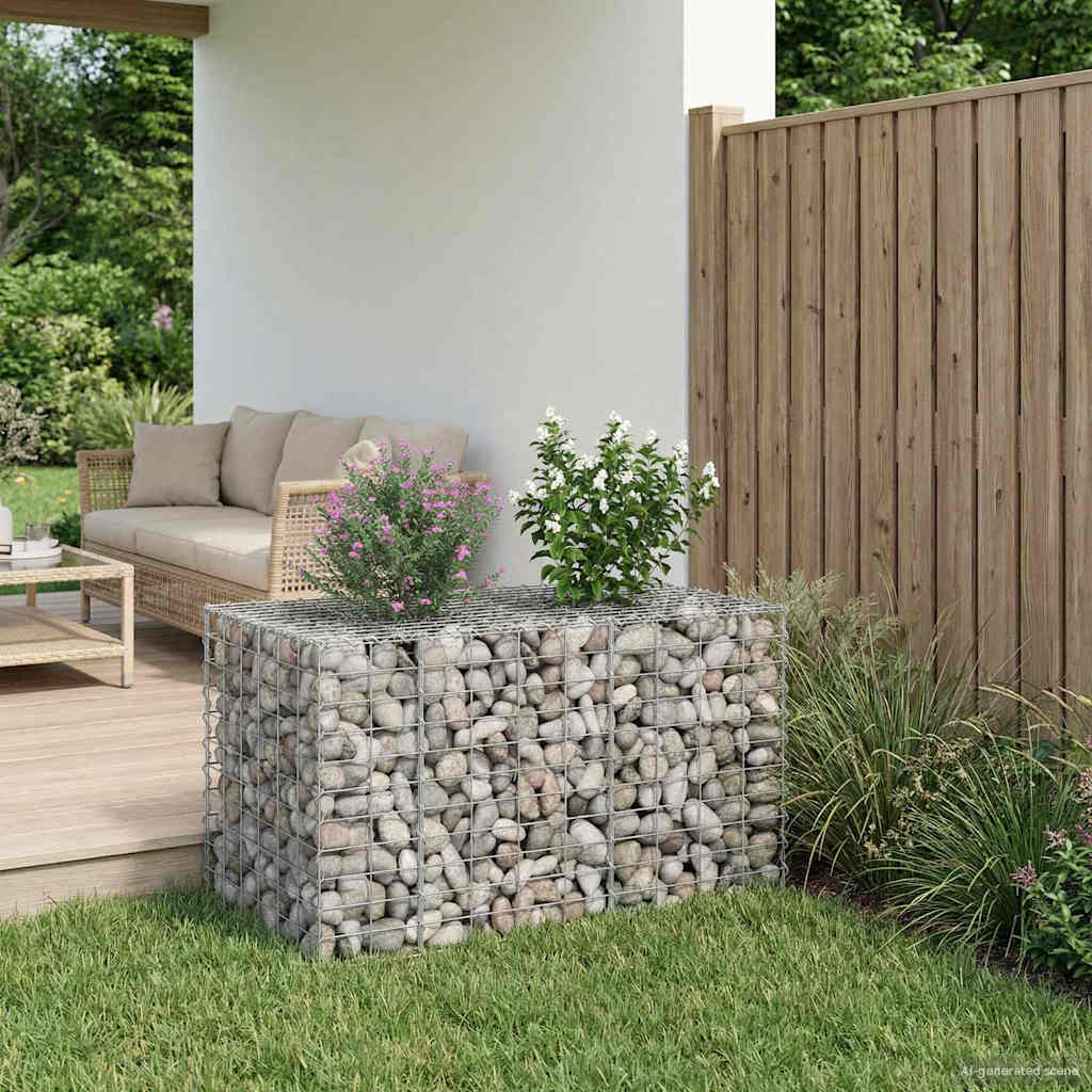 Gabionen Hochbeet 2 pcs Silber 260 x 60 x 55 cm