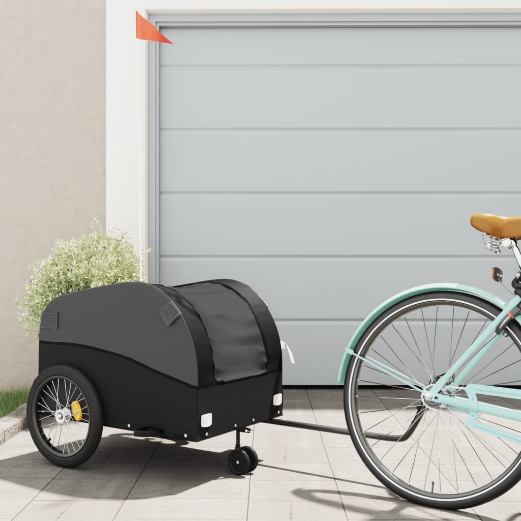 Fahrradanhänger Schwarz und Orange 30 kg Eisen