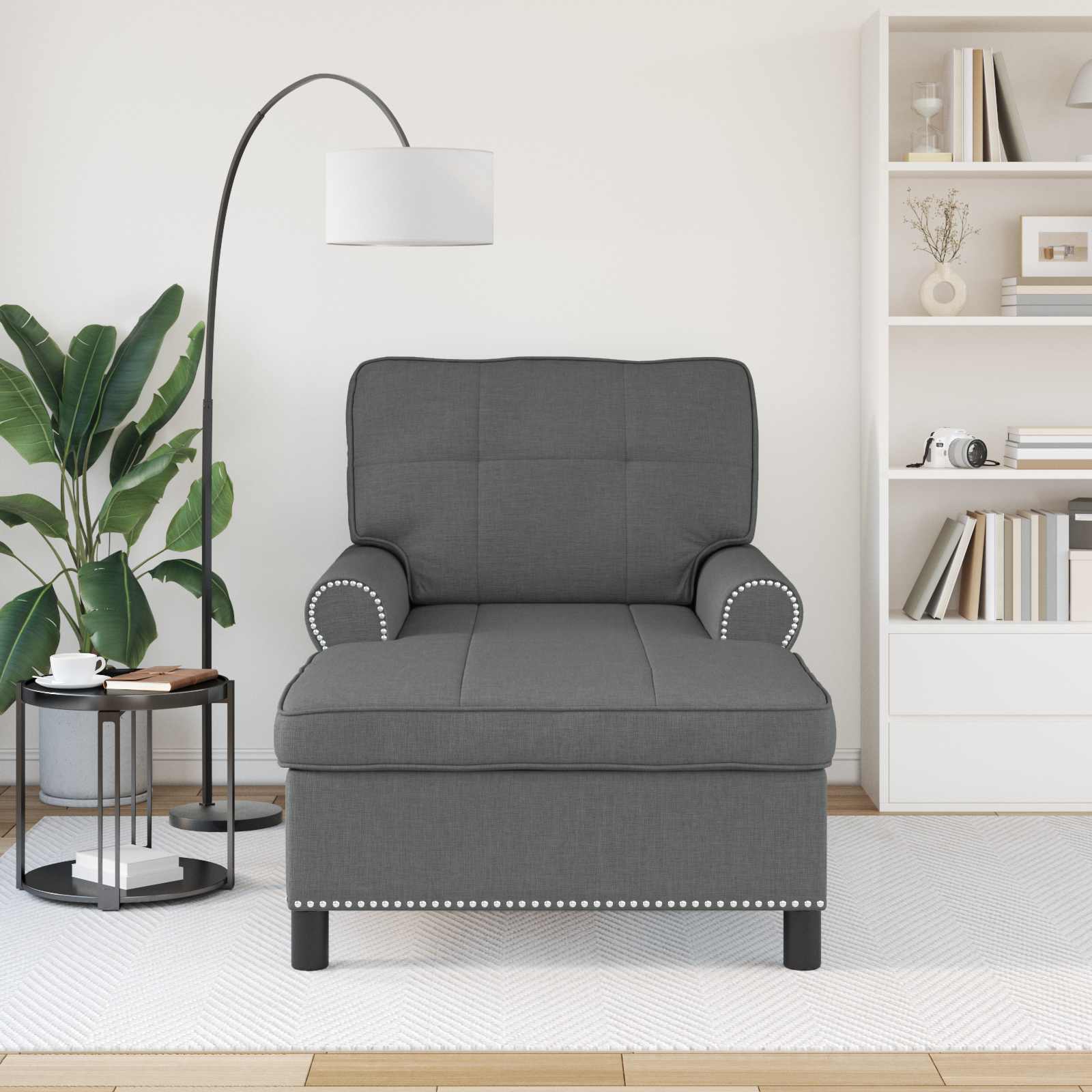 Lounge-Liege mit Kissen Hellgrau 91 x 157 x 91 cm Stoff