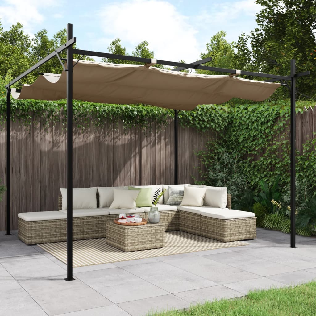 Pergola mit Schiebedach Creme 295x292x230 cm